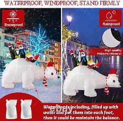 6 Foot Length Christmas Inflatable Polar Bear Outdoor Decorations with 3 Penguin