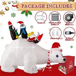 6 Foot Length Christmas Inflatable Polar Bear Outdoor Decorations with 3 Penguin