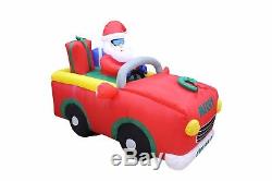 6 Foot Long Christmas Holiday LED Inflatable Santa Riding on Car Yard Decoration