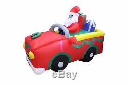 6 Foot Long Christmas Holiday LED Inflatable Santa Riding on Car Yard Decoration