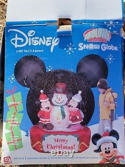 6 Foot Tall Disney Mickey, Minnie, Snowglobe Christmas Self Inflate Airblown