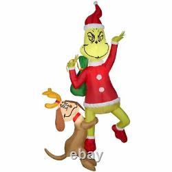 6 Ft HANGING GRINCH AND MAX Airblown Lighted Yard Inflatable