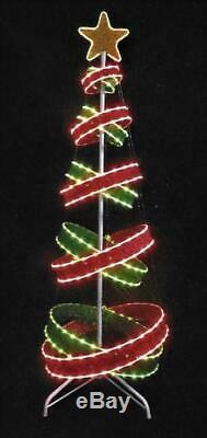 6 Ft Led Lighted Spiral Ribbon Outdoor Christmas Tree 562 Red/green Led Lights