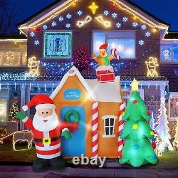 6 Ft inflatable Gingerbread House with Santa Claus and Christmas Tree Lighed