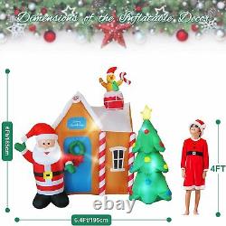 6 Ft inflatable Gingerbread House with Santa Claus and Christmas Tree Lighed