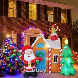 6 Ft inflatable Gingerbread House with Santa Claus and Christmas Tree Lighed