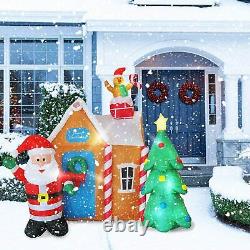 6 Ft inflatable Gingerbread House with Santa Claus and Christmas Tree Lighed