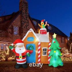 6 Ft inflatable Gingerbread House with Santa Claus and Christmas Tree Lighed