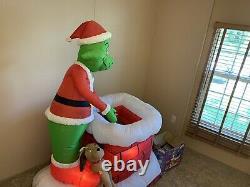 6' Gemmy Airblown Grinch Pulling Xmas Tree Chimney 2007 Yard Inflatable Rare