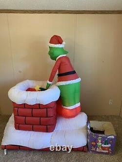 6' Gemmy Airblown Grinch Pulling Xmas Tree Chimney 2007 Yard Inflatable Rare