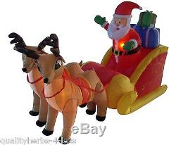 6' Inflatable Santa Claus Sleigh WithReindeer Lighted Outdoor Christmas Decoration