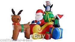 6' Inflatable Santa in Sleigh WithPenguin Lighted Outdoor Christmas Decoration