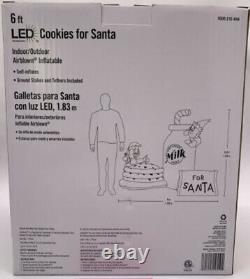 6 ft LED Cookies For Santa Airblown Inflatable -Elves Cookies & Milk NEW 2021
