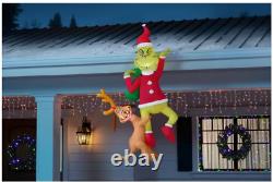 6 ft Pre-Lit LED Airblown Hanging Grinch with Max Christmas Inflatable