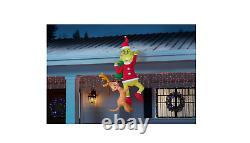 6 ft Pre-Lit LED Airblown Hanging Grinch with Max Christmas Inflatable New 2021