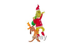 6 ft Pre-Lit LED Airblown Hanging Grinch with Max Christmas Inflatable New 2021