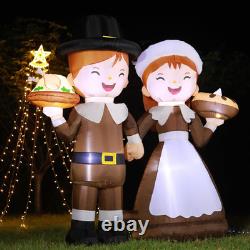 6Ft Tall LED Lighted Inflatable Pilgrim Boy and Girl Thanksgiving Holiday Yard 6Ft Tall LED Lighted Inflatable Pilgrim Boy and Girl Thanksgiving Holiday Yard