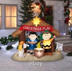 6ft Gemmy Airblown Peanut's Snoopy & Charlie Brown Christmas Play Nativity Scene