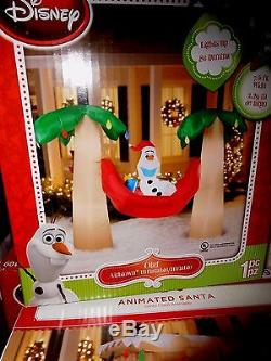 7.5' Airblown Inflatable New Nib Olaf Frozen Hammock Palm Tree Disney Christmas