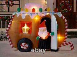 7.5 Ft ANIMATED GINGERBREAD CAMPER TRAILER RV Airblown Inflatable SANTA CLAUS