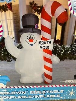 7.5 Ft FROSTY SNOWMAN Gemmy Airblown Inflatable Christmas Candy Cane North Pole