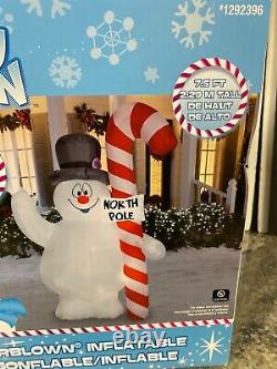 7.5 Ft FROSTY SNOWMAN Gemmy Airblown Inflatable Christmas Candy Cane North Pole