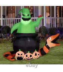 7.5 Ft OOGIE BOOGIE IN CAULDRON With ORANGE SNAKE HALLOWEEN Yard Inflatable NEW