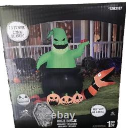 7.5 Ft OOGIE BOOGIE IN CAULDRON With ORANGE SNAKE HALLOWEEN Yard Inflatable NEW