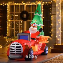 7.5ft Christmas Holiday Yard Inflatable Blow Up Santa Fire Truck with Tree & LED