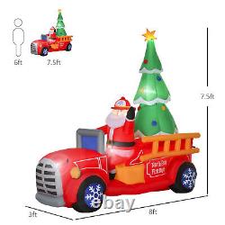 7.5ft Christmas Holiday Yard Inflatable Blow Up Santa Fire Truck with Tree & LED