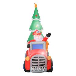 7.5ft Christmas Holiday Yard Inflatable Blow Up Santa Fire Truck with Tree & LED