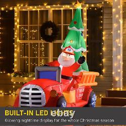 7.5ft Christmas Holiday Yard Inflatable Blow Up Santa Fire Truck with Tree & LED