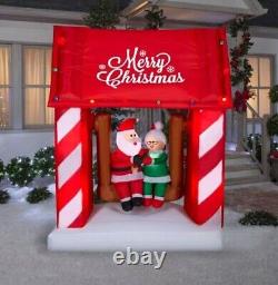 7' ANIMATED SANTA & MRS CLAUS ON PORCH SWING Airblown Lighted Yard Inflatable