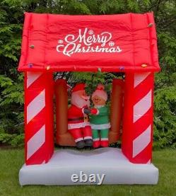 7' ANIMATED SANTA & MRS CLAUS ON PORCH SWING Airblown Lighted Yard Inflatable