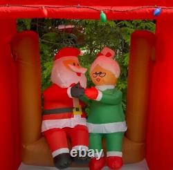 7' ANIMATED SANTA & MRS CLAUS ON PORCH SWING Airblown Lighted Yard Inflatable