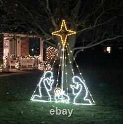 7' Commercial LED Wired Holy Family Nativity Animated Star Christmas Yard Decor