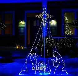 7' Commercial LED Wired Holy Family Nativity Animated Star Christmas Yard Decor