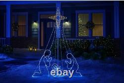 7' Commercial LED Wired Holy Family Nativity Animated Star Christmas Yard Decor