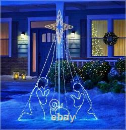 7' Commercial LED Wired Holy Family Nativity Animated Star Christmas Yard Decor