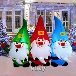 7 FT Christmas Inflatables Three Santa Claus withLED Light Xmas Decorations Props