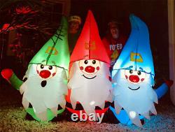 7 FT Christmas Inflatables Three Santa Claus withLED Light Xmas Decorations Props