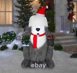 7 FT FUZZY PLUSH SHEEPDOG Christmas Airblown Lighted Yard Inflatable
