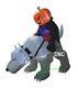 7 Ft Halloween Airblown Pumpkin Reaper Riding Wolf Lighted Inflatable Yard Decor