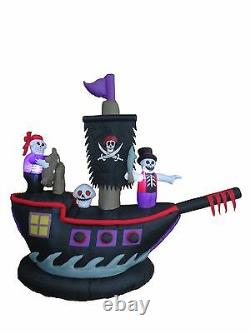 7 Foot Halloween Inflatable Pirate Ship Skeletons Crew Blowup Yard Decoration