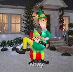 7 Ft BUDDY ELF SITTING ON PAPA ELF'S LAP AIRBLOWN YARD INFLATABLE PRE SALE