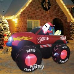 7 Ft Christmas Inflatable Cool Santa Clause Riding On Trucks Yard Blow up Decor