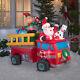 7 Ft Santa's Fire Truck Christmas Airblown Lighted Yard Inflatable Dalmation