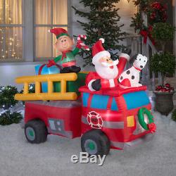 7 Ft SANTA'S FIRE TRUCK Christmas Airblown Lighted Yard Inflatable DALMATION