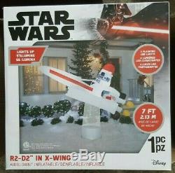 7 Ft STAR WARS R2D2 IN X-WING TIE FIGHTER Airblown Lighted Yard Inflatable