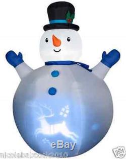 7 Ft Snowman Christmas Light Projection Air Blown Inflatable Outdoor Yard Decor